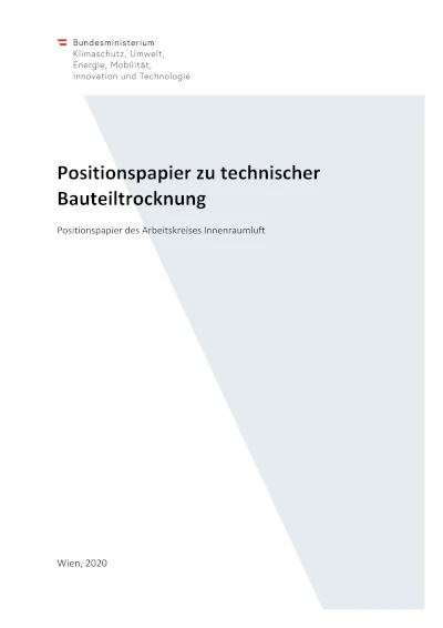 Deckblatt Positionspapier Bauteiltrocknung