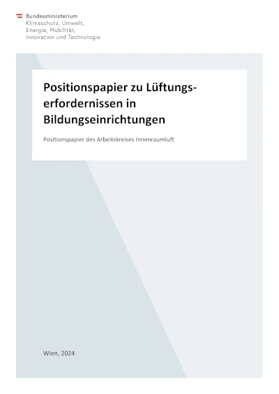 Deckblatt Positionspapier Lüftung Bildungseinrichtungen