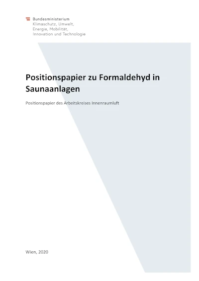 Deckblatt Positionspapier Formaldeyhd Sauna