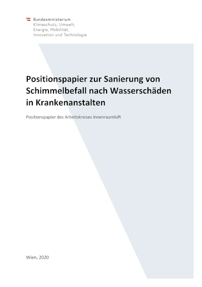 Deckblatt Positionspapier Schimmel in medizinischen Einrichtungen